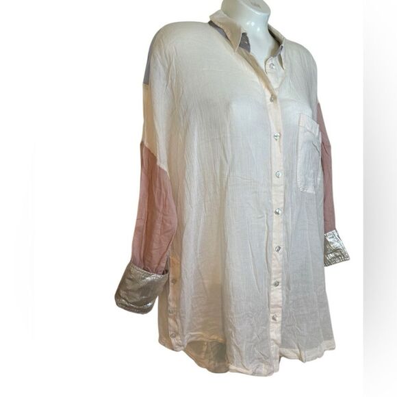 Free People Rainbow Rays Lightweight Button Down - Picture 2 of 9